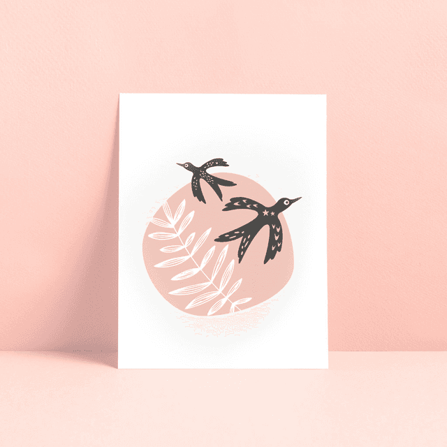 AFFICHE MINI ENVOLÉE ROSE